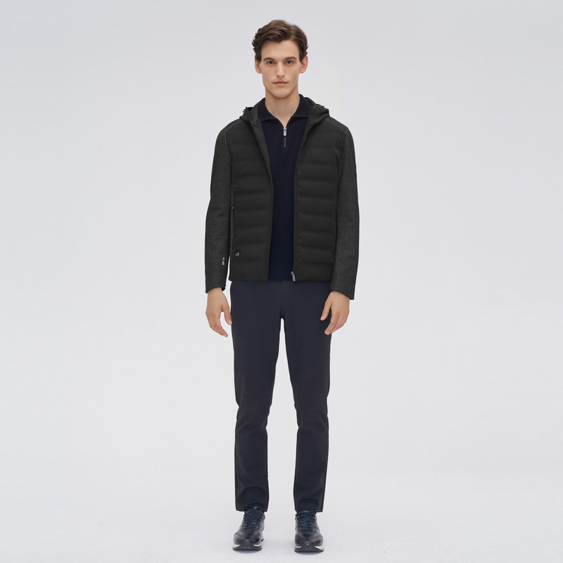 【鹅绒】波司登奥莱男经典商务连帽智能NFC贴羽绒服舒适短款连帽