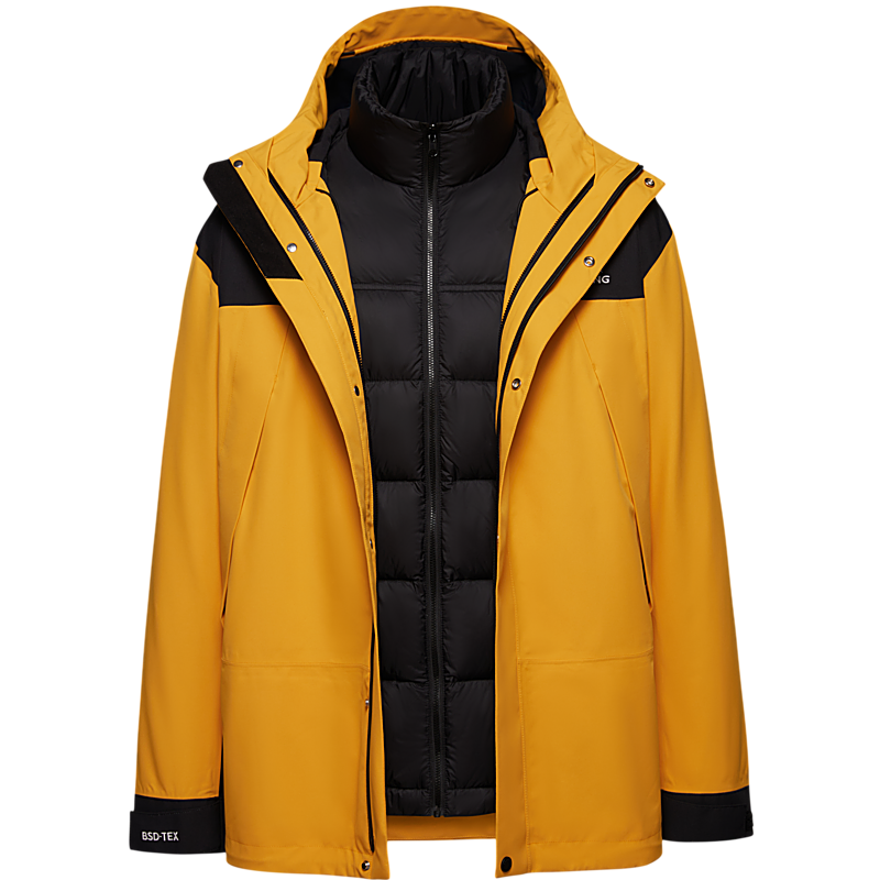 【明星同款鹅绒冲锋衣】波司登冬男女同款一衣三穿厚羽绒服外套