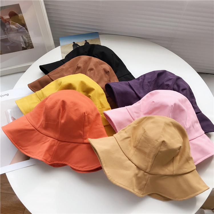 Real price new spring and summer student's multi color shade pure color girl fisherman's hat