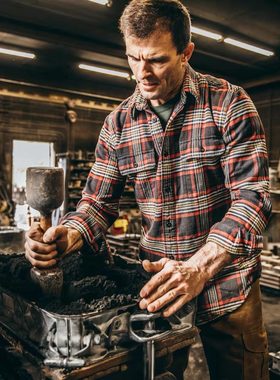 现货Filson美式Flannel Work复古工装重磅斜纹棉法兰绒长袖衬衫男