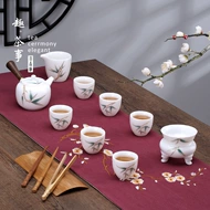 Suet-Béo Ngọc Trắng Sứ Bộ Trà Hộ Gia Đình Cao Cấp Tay Cầm Phụ Nồi Tre Gốm Ấm Trà Bao Bát Trà bộ Bộ Trà hoàn chỉnh bộ bình trà gốm sứ bình trà gốm