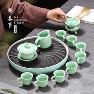 Bộ trà men ngọc cho phòng khách gia đình Bộ nhỏ ấm trà gốm sứ ấm trà nắp bát Bộ hoàn chỉnh với cốc tai không nóng hộp quà tặng bộ bình trà 0.7 l jasmine bình trà gốm sứ