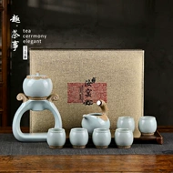 Một bộ hoàn chỉnh của bộ trà kung fu tự động Ru lò phong cách Trung Quốc tại nhà văn phòng tiếp tân lười biếng pha trà retro hộp quà tặng bộ trà gốm sứ ấm tích trà