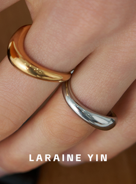 LARAINEYIN钛钢扭曲波浪戒指极简不规则设计叠戴吸睛小众风格指环