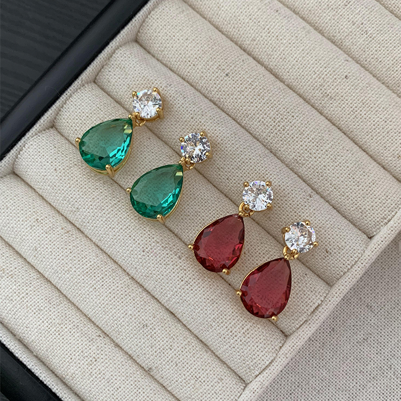 欧美复古水滴满钻耳环