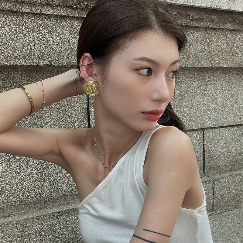 纽扣耳夹金属高级感ins欧美风