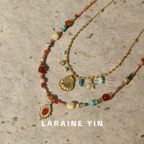 LARAINE YIN波西米亚串珠叠戴项链女 小众高级感复古春夏出游颈链