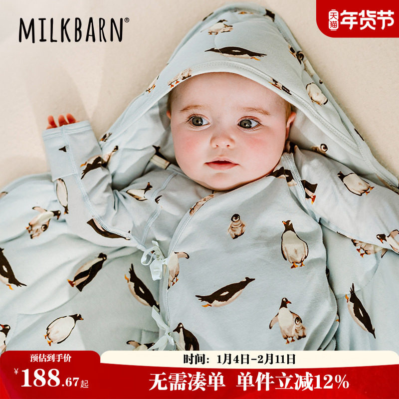 Milkbarn秋冬新品婴儿连体衣服宝宝童装新生儿哈衣纯棉爬爬服