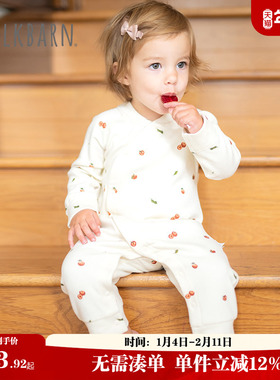 Milkbarn2025秋季新品婴幼儿连体衣长袖宝宝斜襟哈衣爬服秋冬保暖