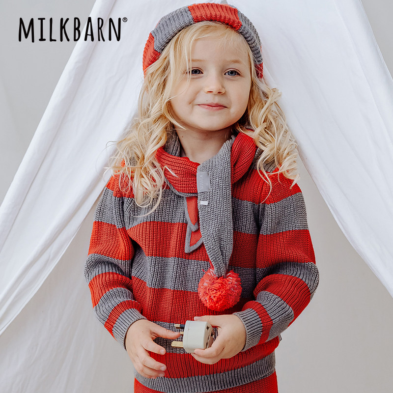 Milkbarn儿童围巾男女宝宝秋冬圣诞围脖婴儿防风保暖脖套