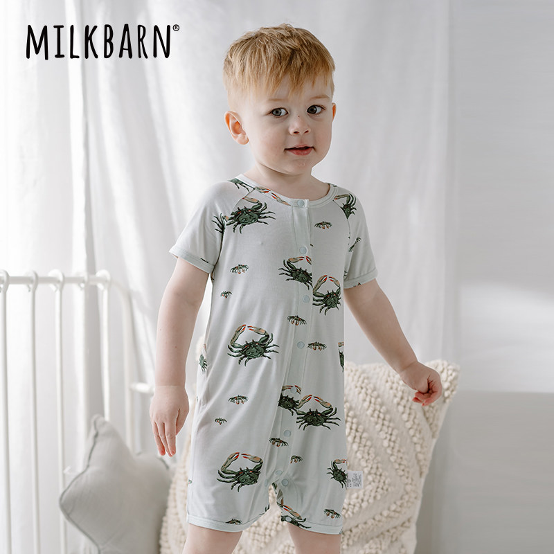 Milkbarn婴儿连体衣服宝宝短袖哈衣新生儿衣服夏季爬爬服