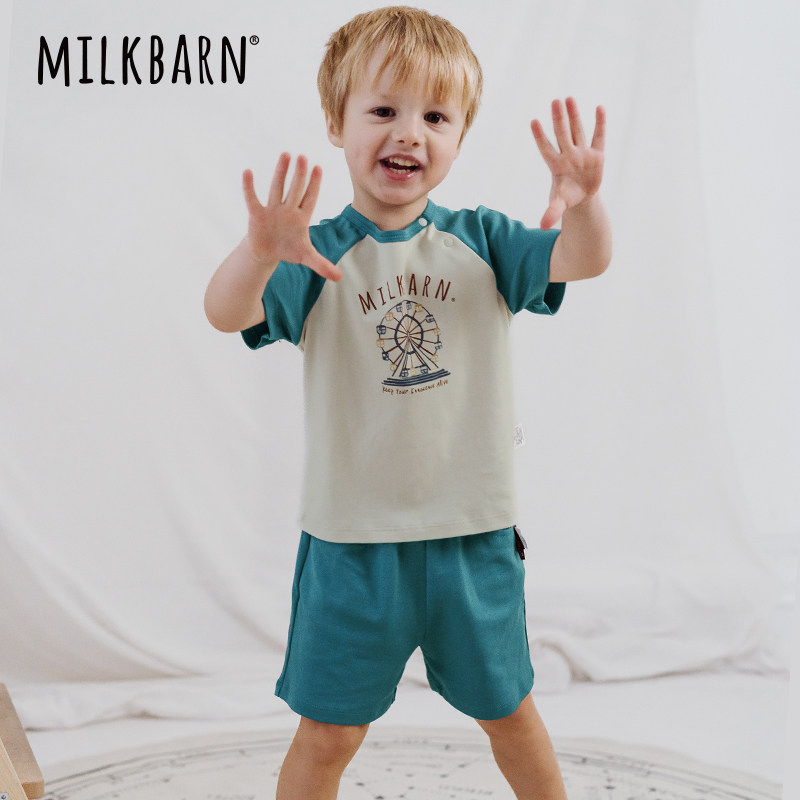 Milkbarn儿童短袖短裤套装宝宝夏季衣服男女童休闲童装,童装/婴儿装/亲子装,套装,淘宝优惠券,粉丝福利购,淘宝优惠卷