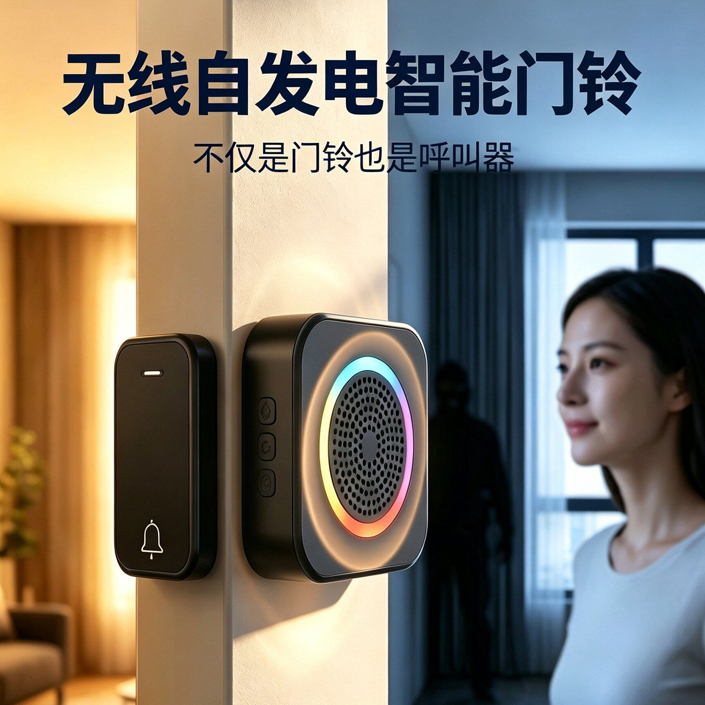 无线自发电防水远距大音量门铃