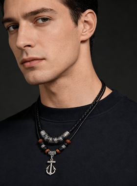 复古潮流船锚男士锁骨链高级感