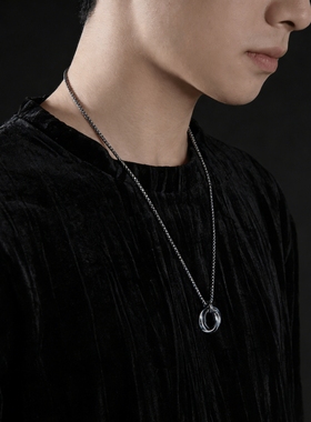 嘻哈三环钛钢项链精致小众