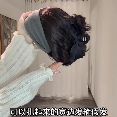 大波浪发箍假发全头套女可拆卸一体仿真发新款麻花辫高颅顶自然