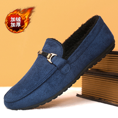 冬季保暖男士豆豆鞋男款2025新款百搭二棉潮流加绒男懒人一脚蹬