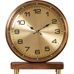 轻奢新中式座钟客厅静音台钟创意实木时钟家用摆件桌面装饰坐钟表