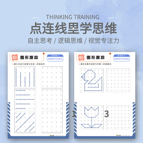 儿童专注力训练思维找相同画空间感知幼小衔接视觉追踪点连线仿画