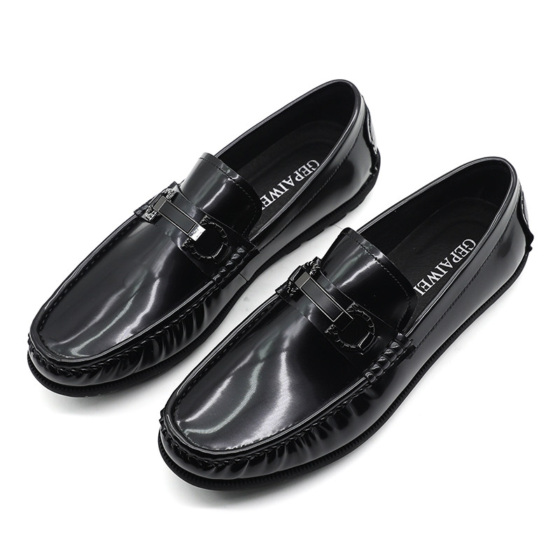 韩版2023新款男鞋时尚亮皮软底休闲皮鞋男M潮百搭经典豆豆鞋一脚
