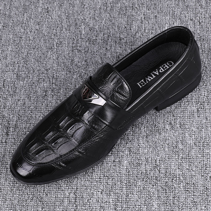 广州纯皮男士休闲皮鞋潮流压花