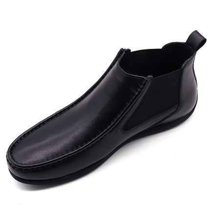 2025新款高帮休闲皮鞋男真皮百搭纯色潮鞋时尚男款加绒二棉休闲鞋