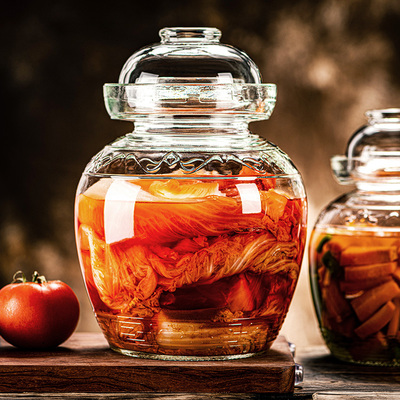 泡菜缸腌菜缸玻璃老式家用四川咸菜罐酸菜坛子加厚带盖子密封大号