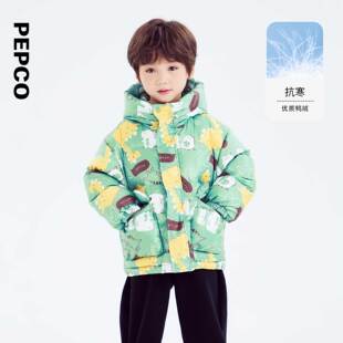 小猪班纳童装2025冬装新款儿童带帽羽绒服小童男童羽绒外套宝宝潮