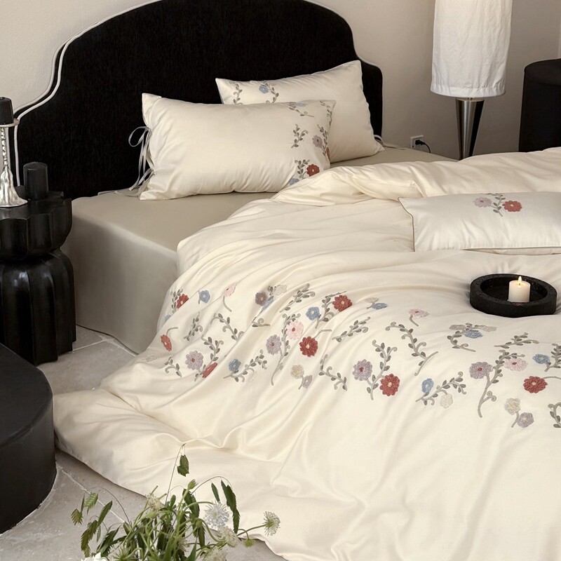 100s长绒棉四件套纯棉毛巾绣被套舒适透气法式风床上用品