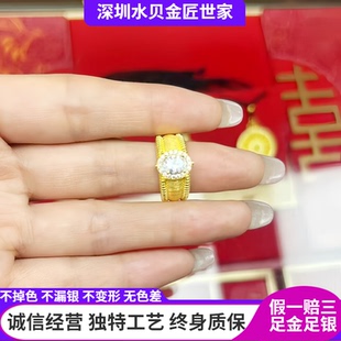 古法经典黄金包银拉丝鸽子蛋戒指女镶钻宽面素圈椭圆形指环食指戒