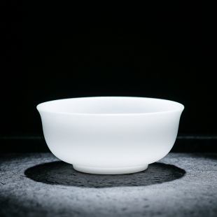 李斌冰种玉瓷主人杯羊脂玉功夫茶杯白瓷杯子单只单杯品茗杯礼盒装