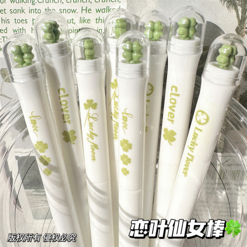 原创立体四叶草小清新旋转扭扭中性笔高颜值ins风初高中学生考试专用速干0.5mm刷题笔黑笔ST头好写办公签字笔