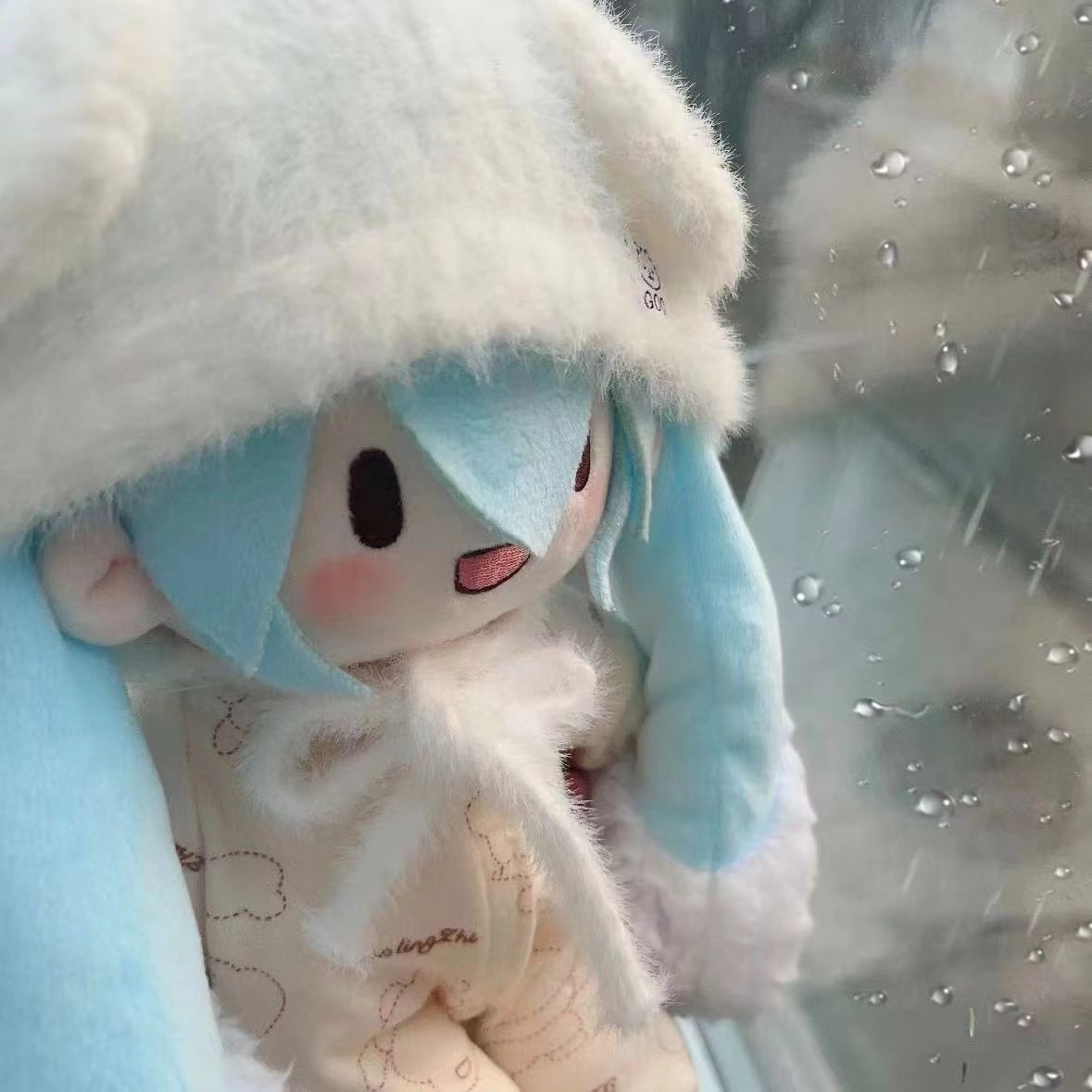 初音樱粉fufu15cm雪fufu棉花娃娃miku毛绒公仔玩偶可换套装礼物