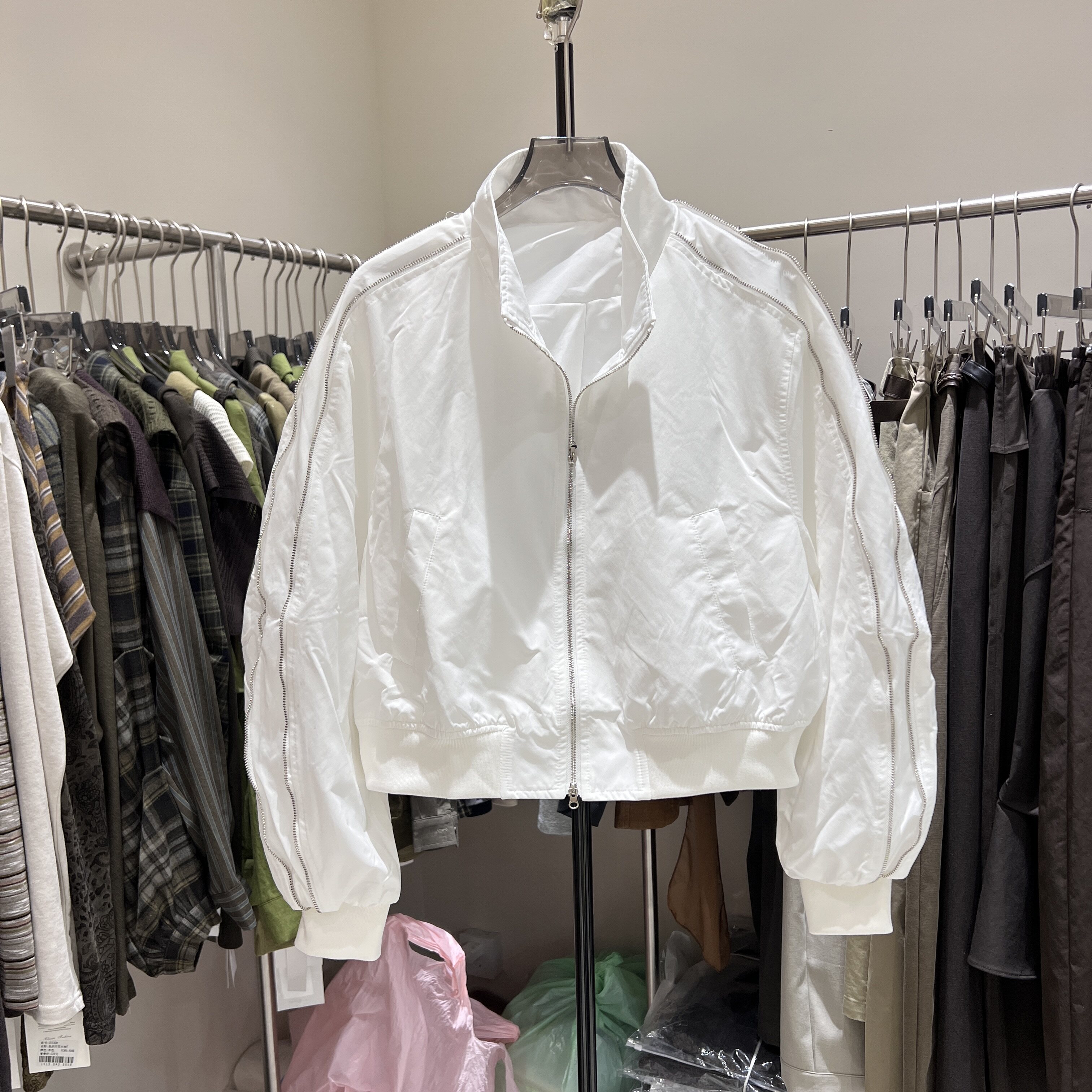 美式白色棒球服短外套女2026秋季新款小个子高级感飞行员夹克上衣