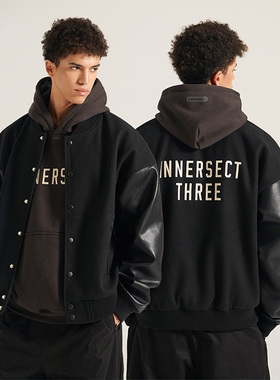 INNERSECT潮牌经典logo棒球服新款拼接龙凤呢夹克美式上衣情侣款