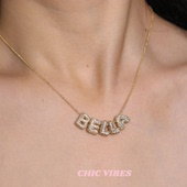 个性 ChicVibes 金色Mini满钻泡泡 定制26个字母项链ins风