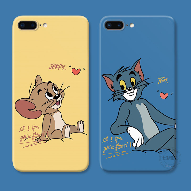 可爱猫和老鼠适用iPhone8/7plus苹果13手机壳14promax汤姆6s卡通情侣5se第一1二2三3代mini女款防摔软