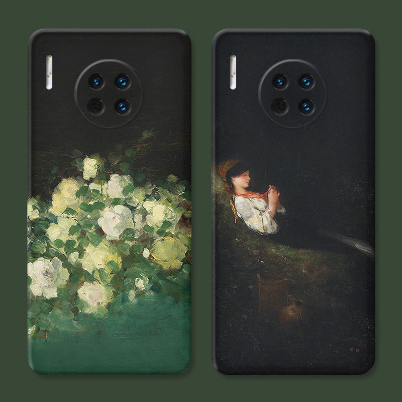 白玫瑰油画适用华为mate40手机壳30pro+50文艺20x小清新10/9/8复古e女款5g防摔软十,3C数码配件,手机保护套/壳,淘宝优惠券,粉丝福利购,淘宝优惠卷