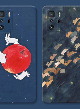 可爱兔子适用小米红米note12手机壳11+10pro油画8复9女款7软胶T