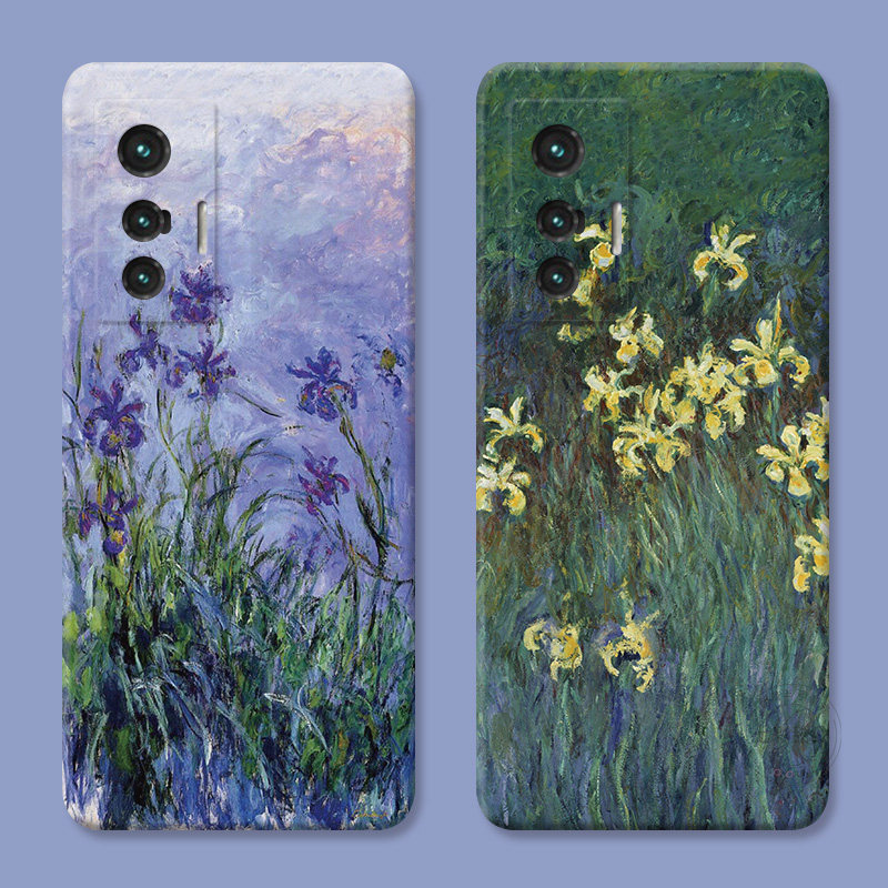 油画鸢尾花适用vivo x80手机壳x100x90x70x30pro+艺术梵高x20x9x7x6plus文艺s女款软t