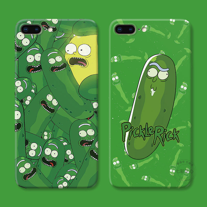 可爱酱黄瓜适用iPhone8plus苹果X手机壳6s卡通7XR男生xsmax瑞克和莫蒂5se女款软1/2/3二三代