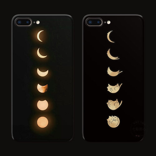 创意月球适用iPhone8plus苹果X手机壳6s可爱7猫咪XR简约xsmax耐脏se女款软mini个性2/3二三代