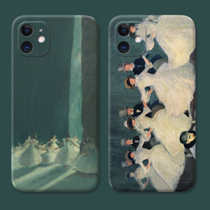 文艺芭蕾舞会适用iPhone12苹果11手机壳13/14复古17Air/16/15promax油画plus耐脏防摔mini女款迷你软
