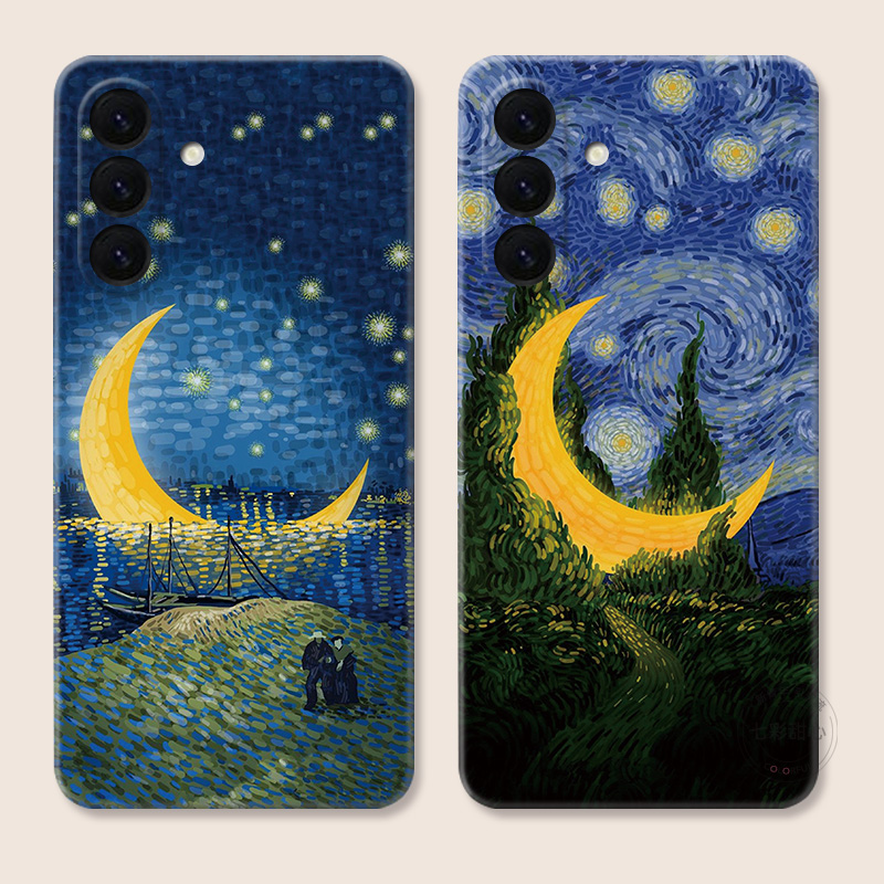 多瑙河散步适用三星A56手机壳A73A72A71A70A55A54A53A52A36A35A34A33A26a25A16创意抽象油画梵高文艺女款软