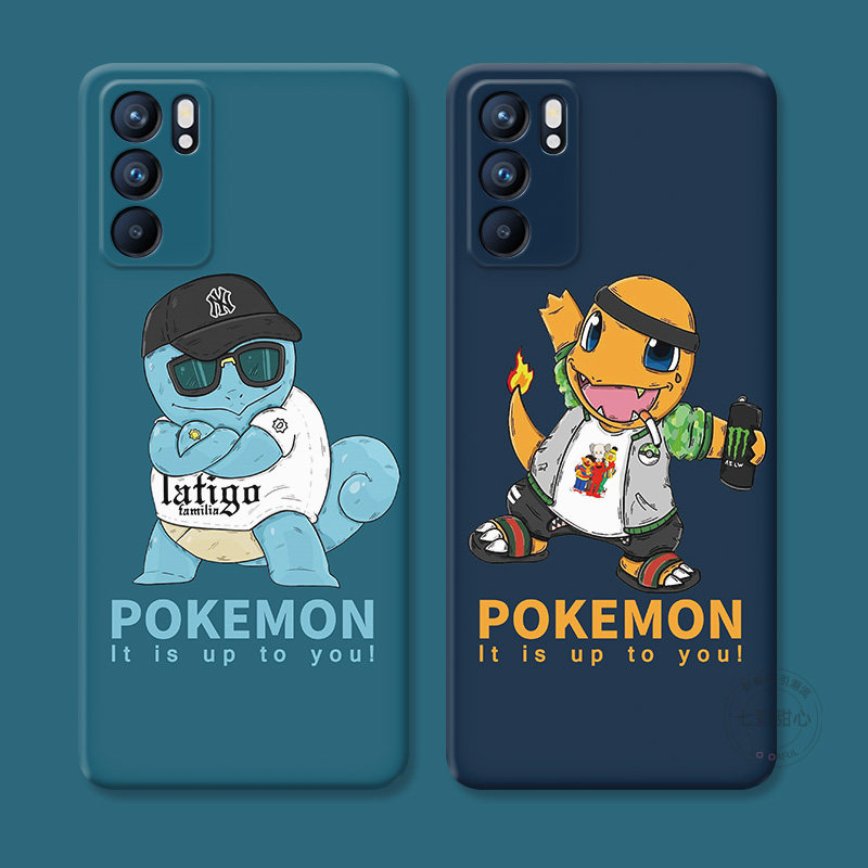 杰尼龟适用oppo reno15手机壳14/13/12/11/10/9/8pro+7可爱6/5K搞怪4se神奇宝贝3/2z小火龙Ace女款防摔软十