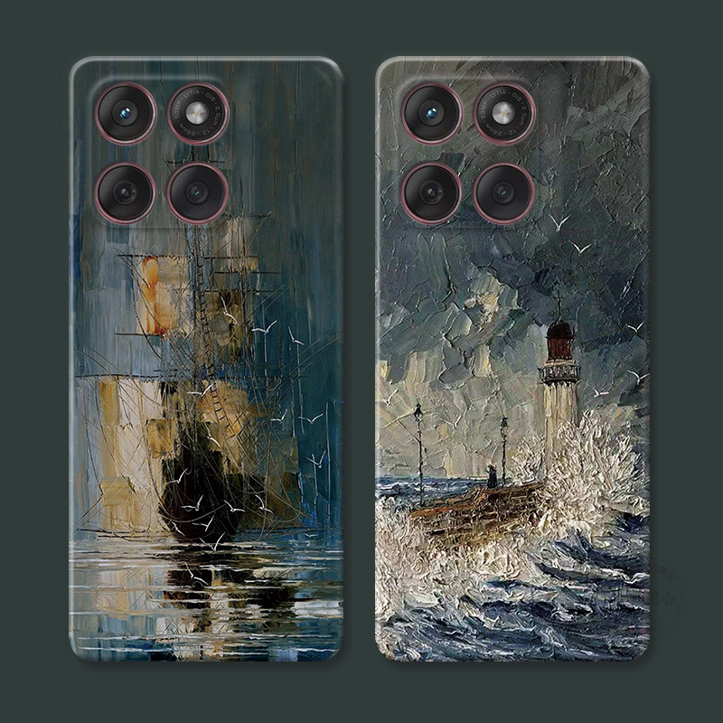 低调油画适用摩托罗拉edge60pro手机壳50/40/S30/G86G85G84G75G56G55G54美术生冷淡风个性创意文艺女款防摔软