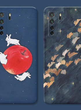 可爱小兔子适用华为nova7pro手机壳12/10se麦芒11油画9复古8文艺6ultra活力版5女款软