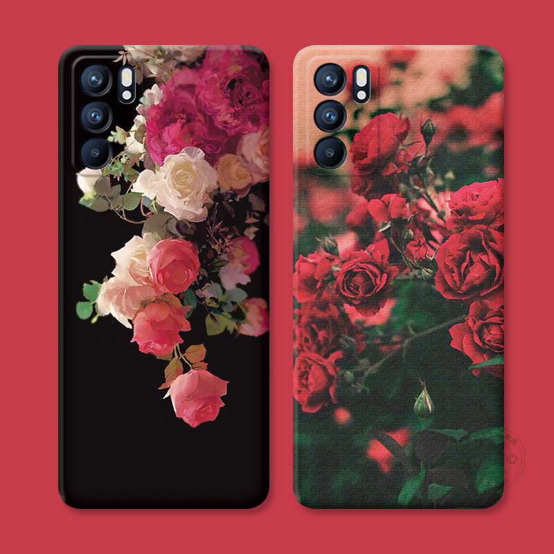 文艺性感适用oppo Reno15手机壳14/13/12/11/10/9/8/7pro+唯美6/5K知性4se红玫瑰2z油画Ace复古3女款软十