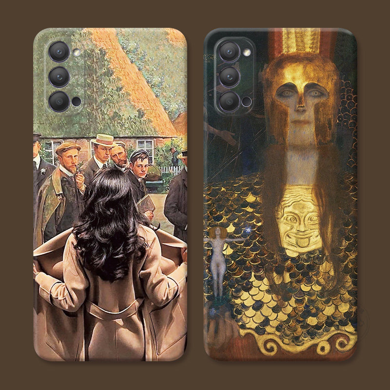 新款油画适用oppo reno15手机壳14/13/12/11/10/9/8pro+7艺术6/5K小众4se欧美文艺3/2z趣味男生Ace女款软十一