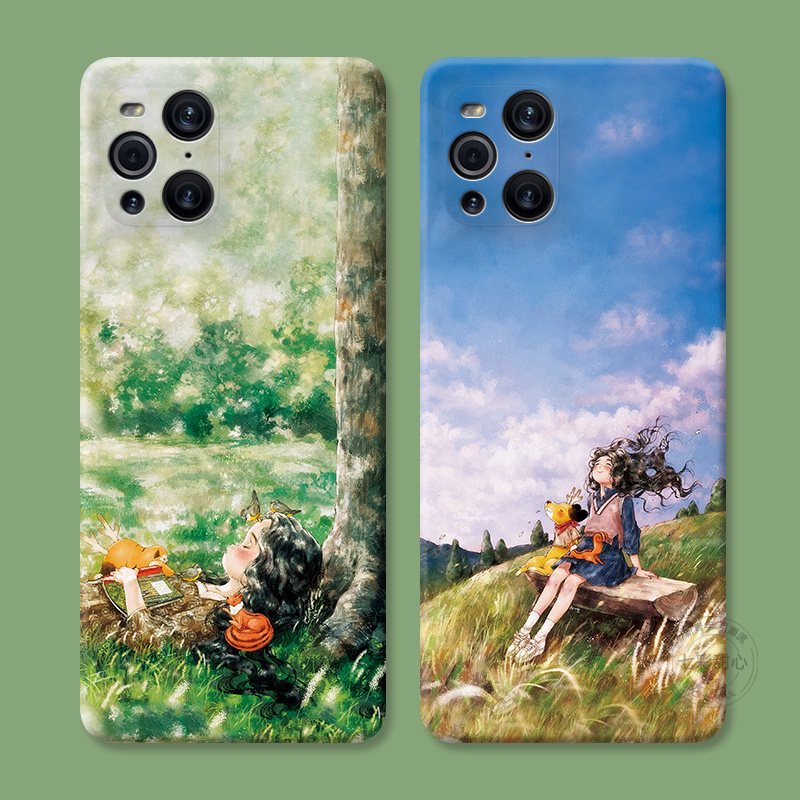 可爱小女孩适用oppo  findx8手机壳x5x3pro文艺风x2s+少女心k12s/k11x/k10油画女款防摔软